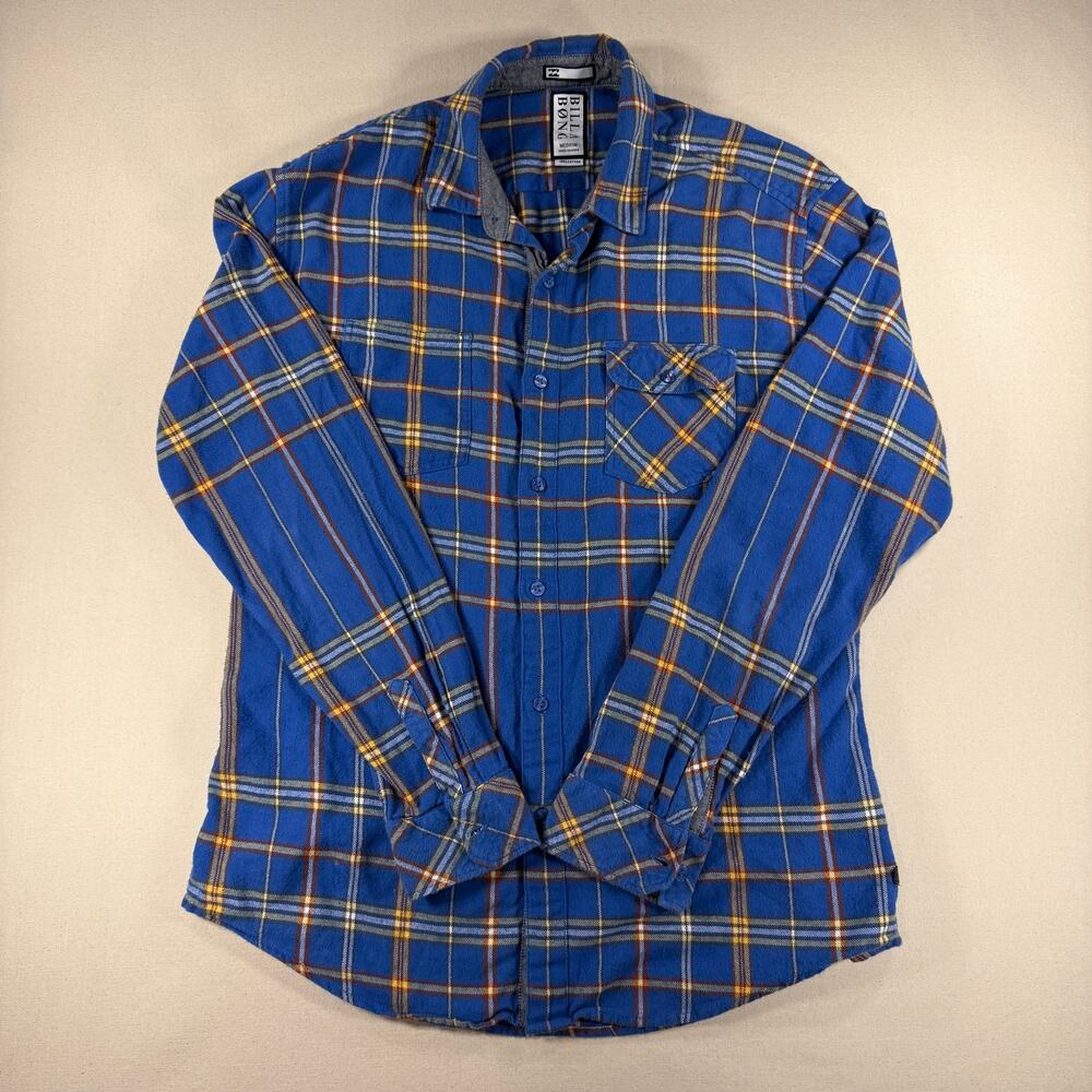 Billabong Mens Blue Plaid Long Sleeve Flannel Shirt Size M